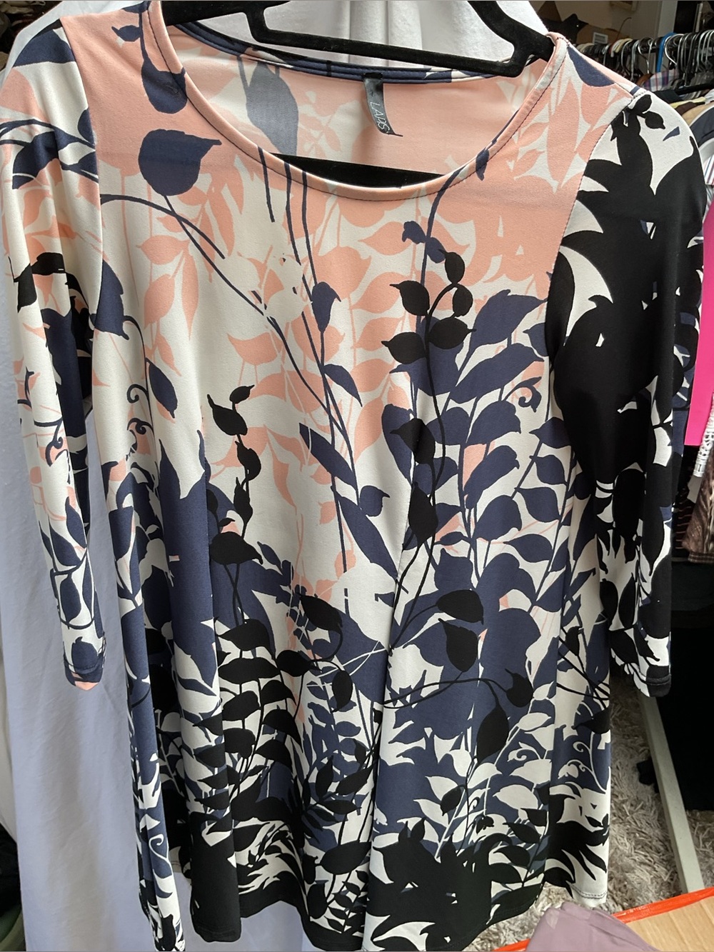 Lapis Women's Floral Print Long Sleeve dress Pink, Navy & Black